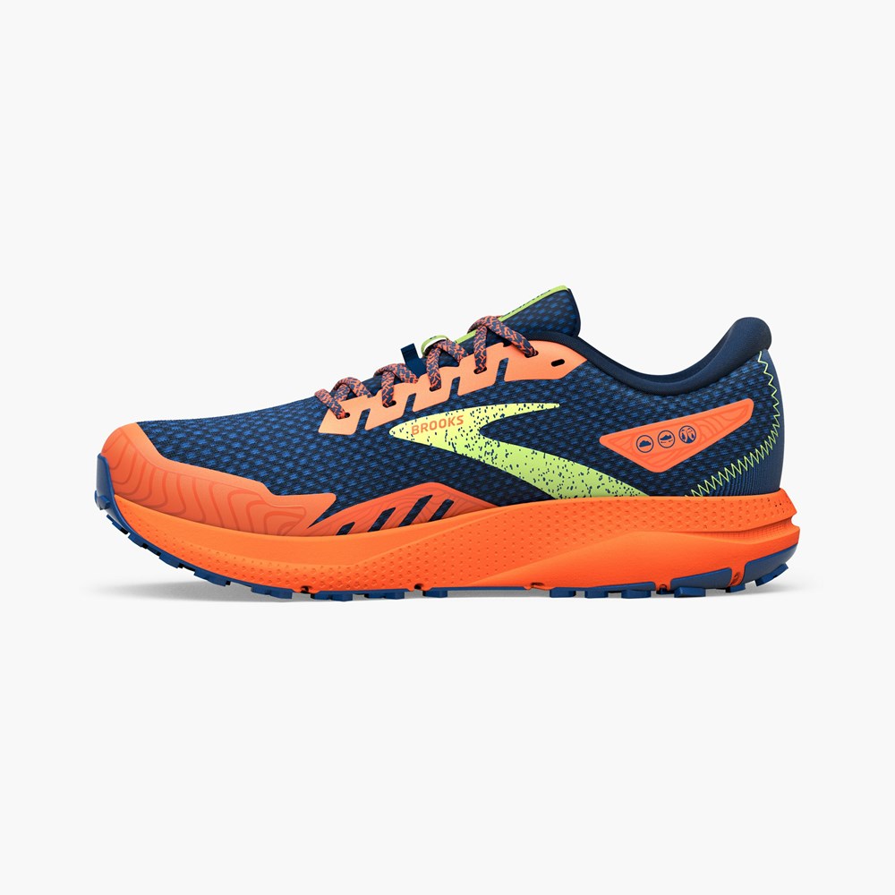 Grey / Red Men Brooks Light Trail Divide 4 Trail Running Shoes | DWOF04219