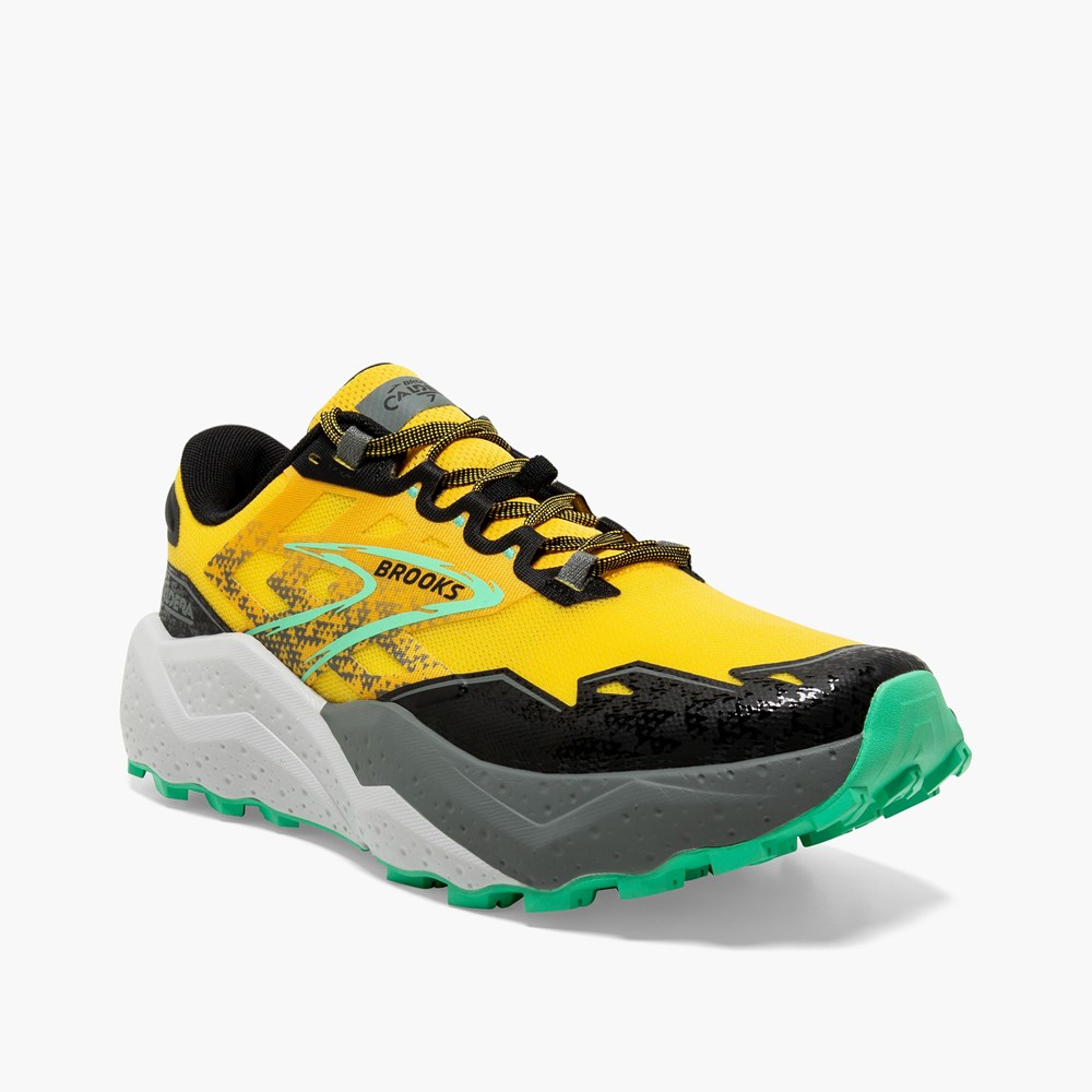 Lemon / Black Men Brooks Caldera 7 Hiking Shoes | PJHR13687