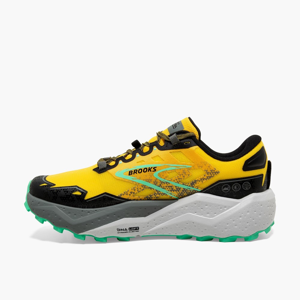 Lemon / Black Men Brooks Caldera 7 Hiking Shoes | PJHR13687