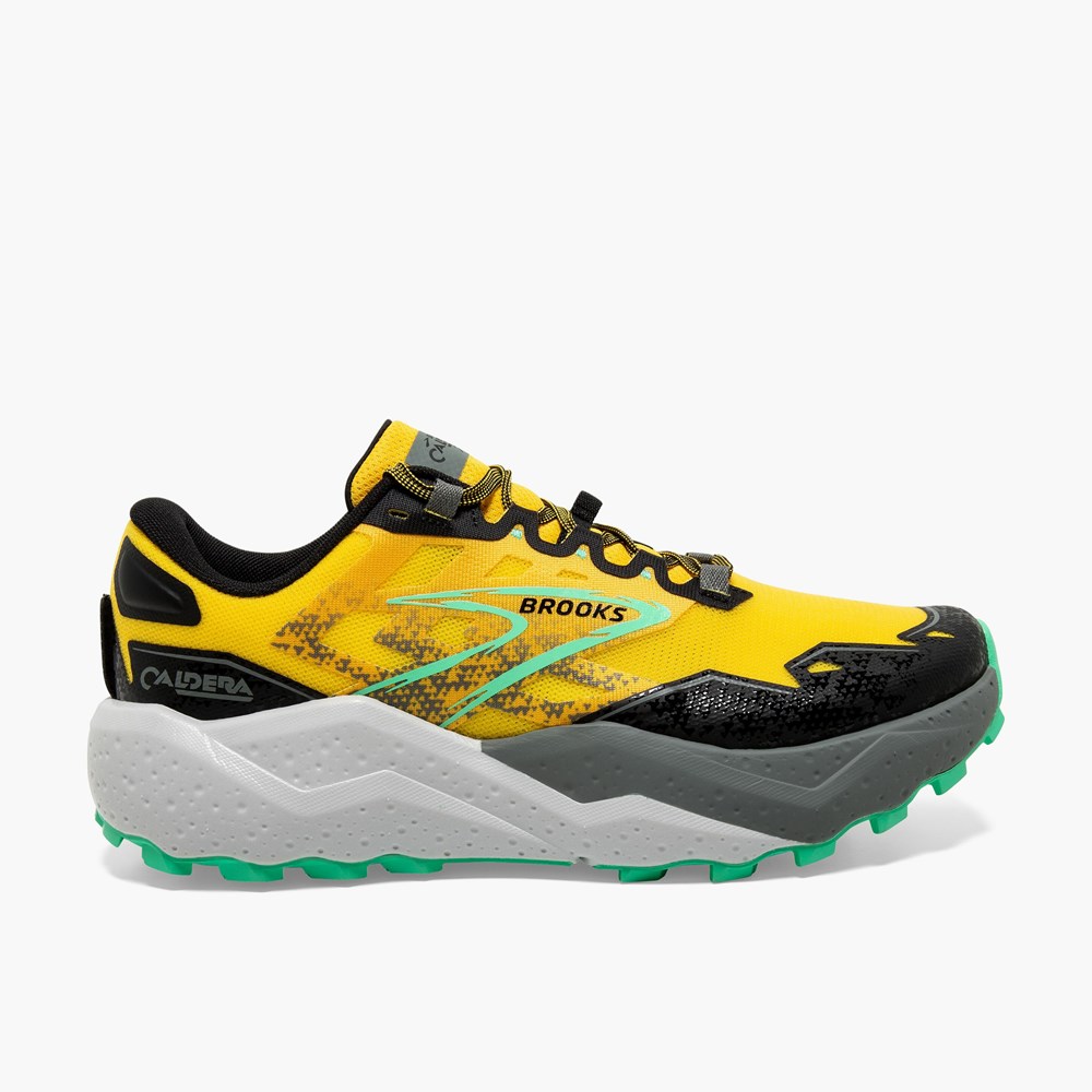 Lemon / Black Men Brooks Caldera 7 Hiking Shoes | PJHR13687