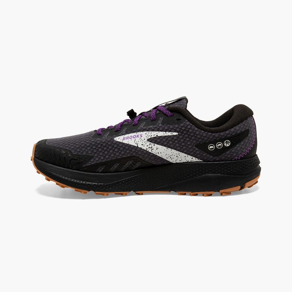 Lemon / Black Women Brooks Light Trail Divide 4 GTX Trail Running Shoes | RZEN72054