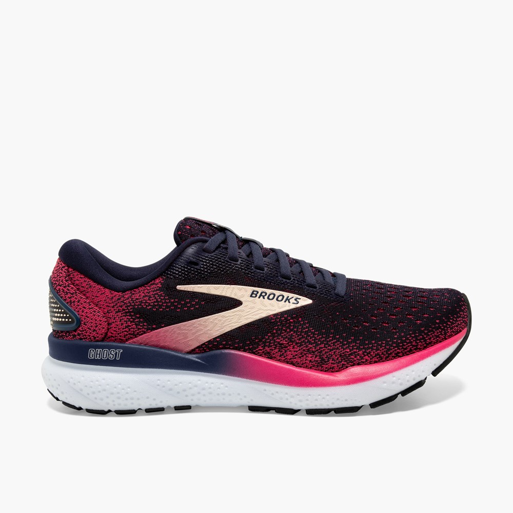 Navy / Apricot Women Brooks Ghost 16 Road Running Shoes | VFIM72160