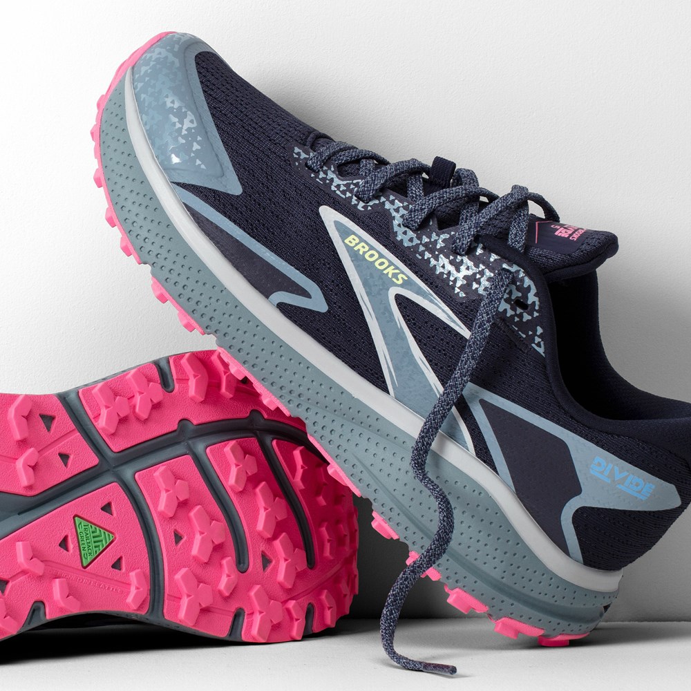 Navy / Black / Pink Women Brooks Divide 5 Trail Running Shoes | BLCV93214