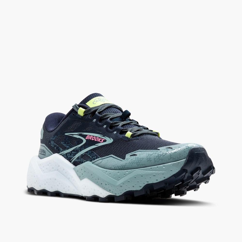 Navy / Light Green Women Brooks Caldera 7 Trail Running Shoes | IPNL59834