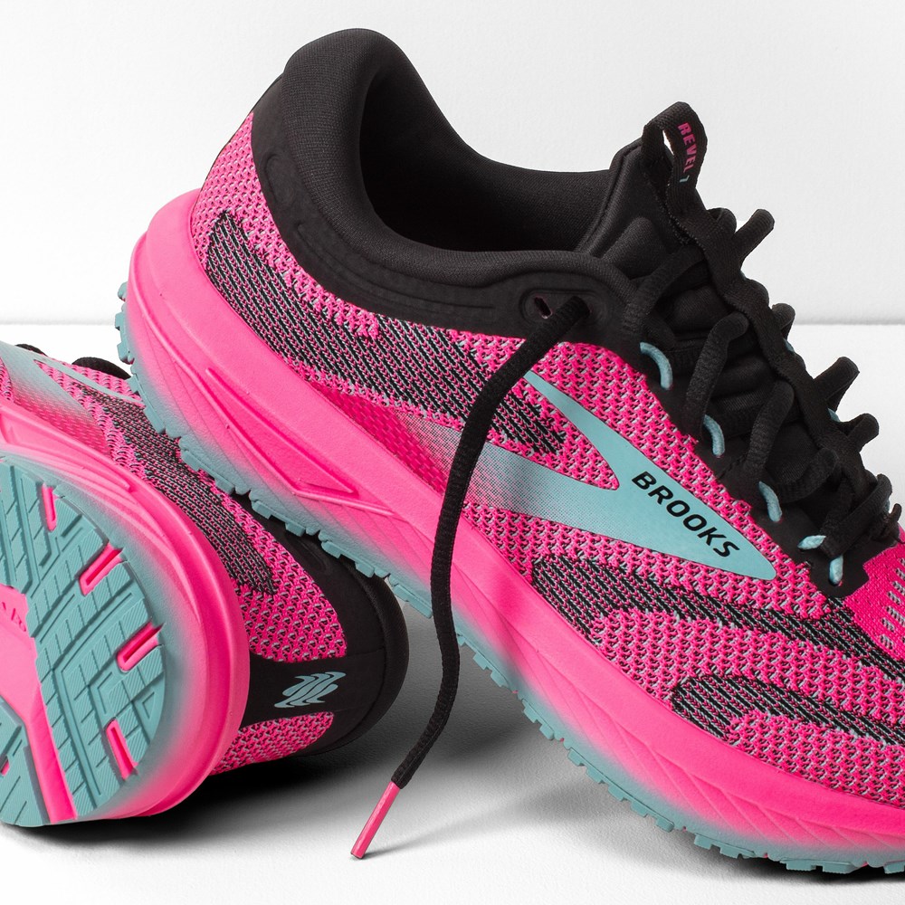 Pink / Black / Light Turquoise Women Brooks Revel 7 Road Running Shoes | ESVX63095