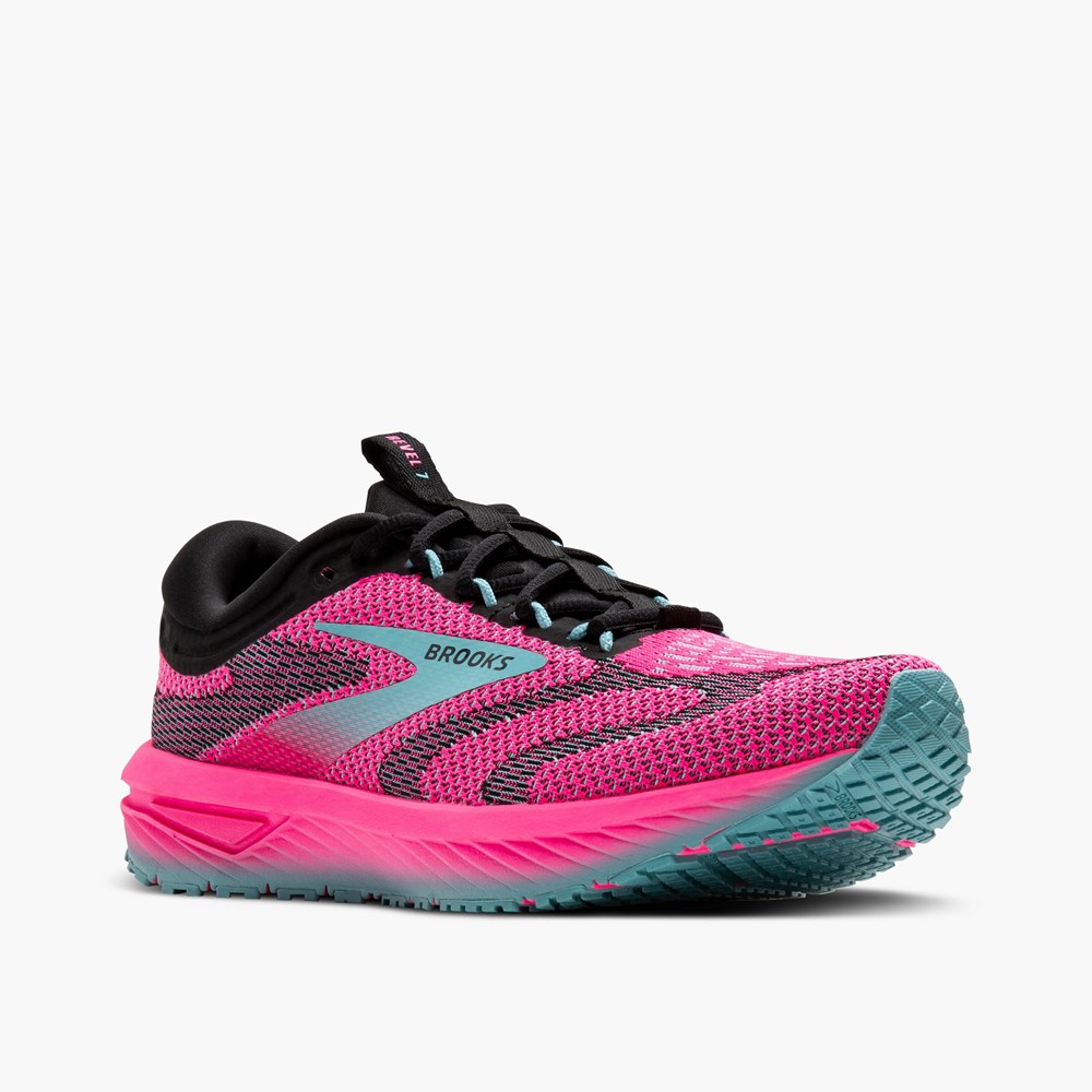 Pink / Black / Light Turquoise Women Brooks Revel 7 Road Running Shoes | ESVX63095