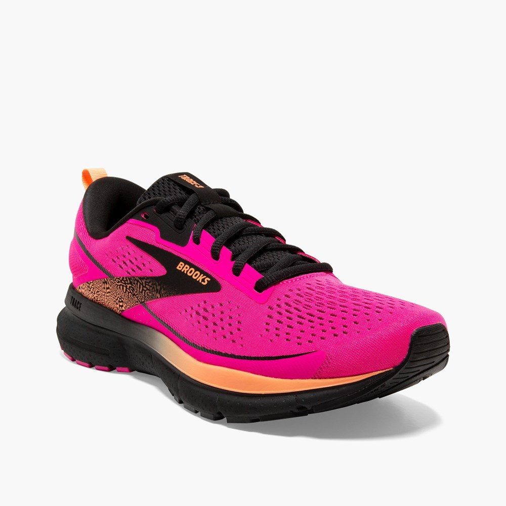 Pink / Black / Orange Women Brooks Trace 3 Road Running Shoes | RUTX46570