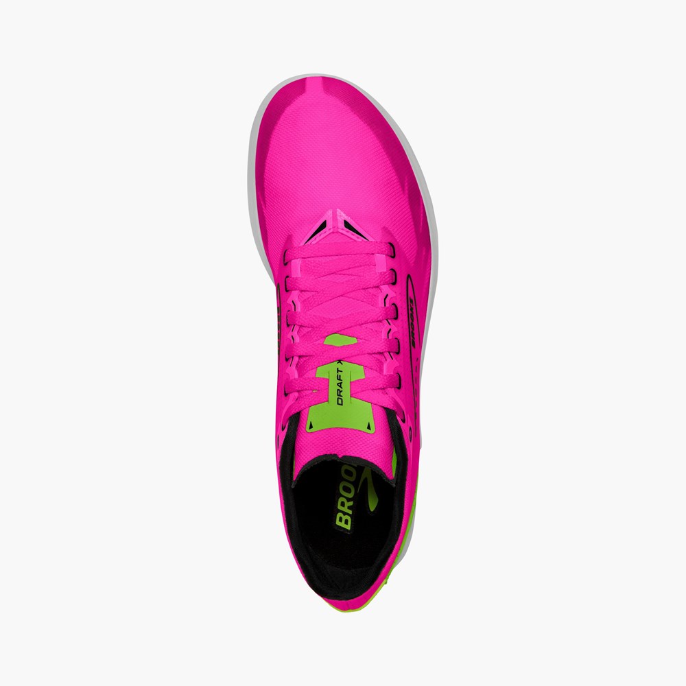 Pink / Green / Black Men Brooks Draft XC Cross Country with Spikes Running Shoes | FWNH54963