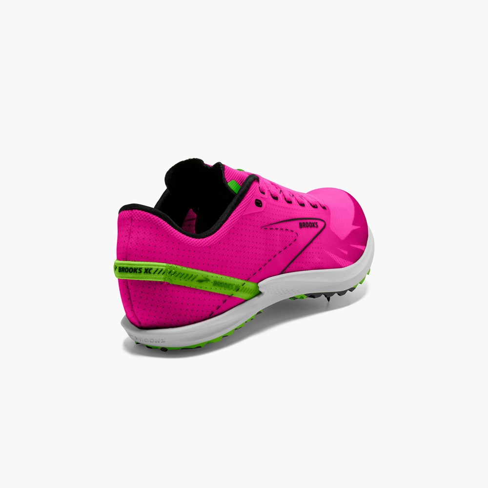 Pink / Green / Black Men Brooks Draft XC Cross Country with Spikes Running Shoes | FWNH54963