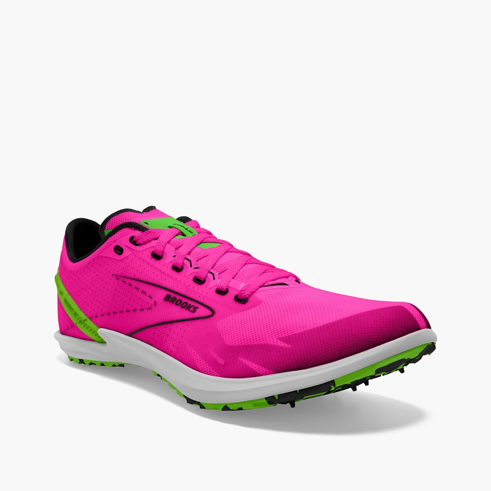 Pink / Green / Black Men Brooks Draft XC Spikeless Cross Country Running Shoes | ZWJL98135