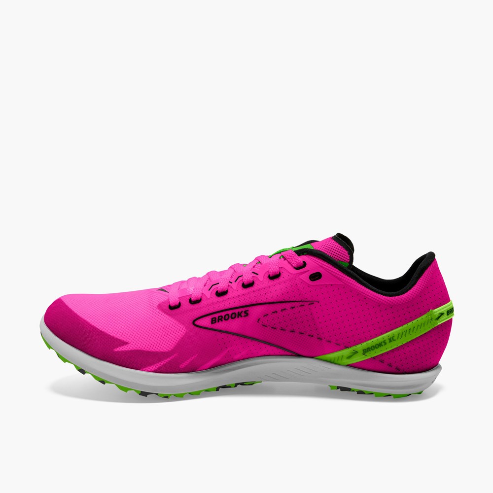 Pink / Green / Black Men Brooks Draft XC Spikeless Cross Country Running Shoes | ZWJL98135