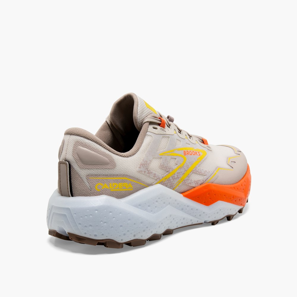 White Brown / Grey / Yellow Men Brooks Caldera 7 Hiking Shoes | YZFA01259