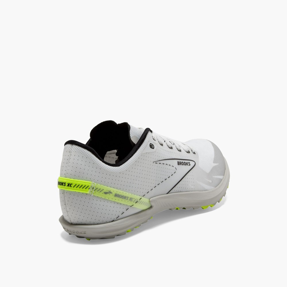 White / Black Men Brooks Draft XC Spikeless Cross Country Track Spikes | IBRD01365 