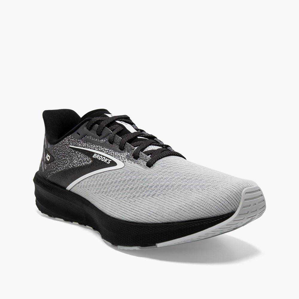 White / Black Men Brooks Launch 10 Running Shoes | QPEO02318