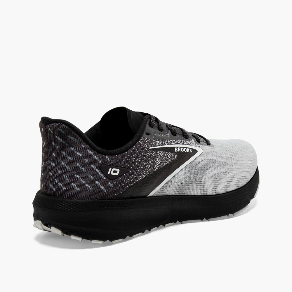 White / Black Men Brooks Launch 10 Running Shoes | QPEO02318