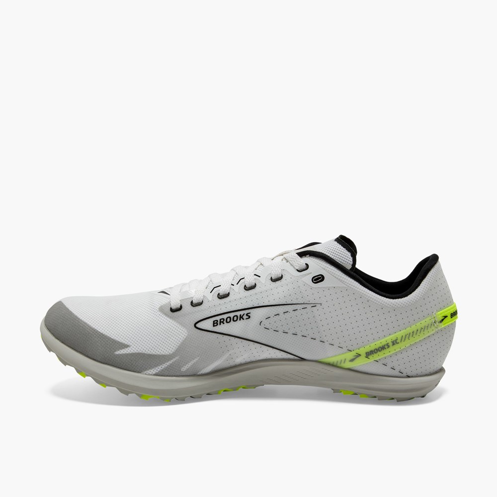 White / Black Women Brooks Draft XC Spikeless Cross Country Track Spikes | OQPF24508