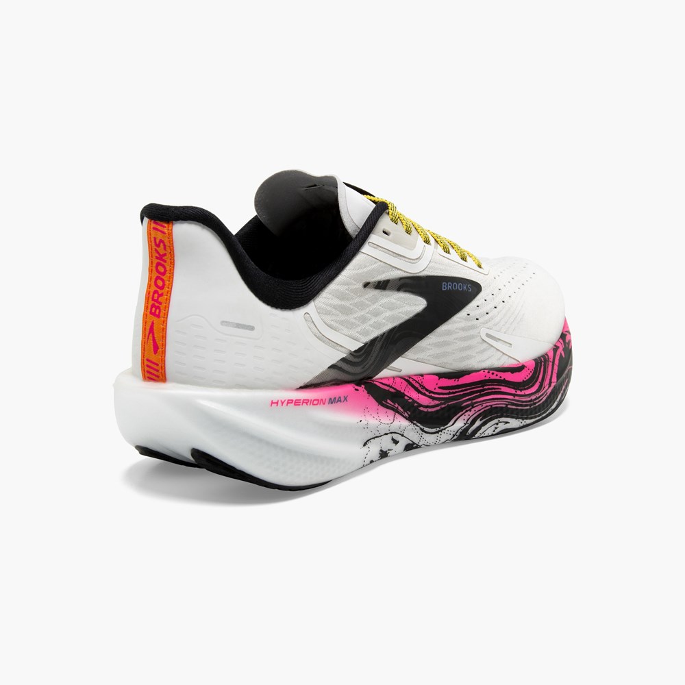 White / Black Women Brooks Hyperion Max Road Running Shoes | SJBX73095