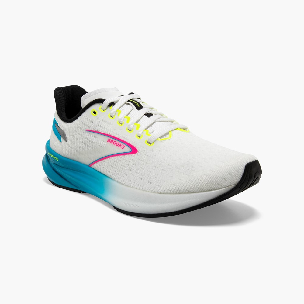 White / Black Women Brooks Hyperion Speed Track Spikes | TXOM93187