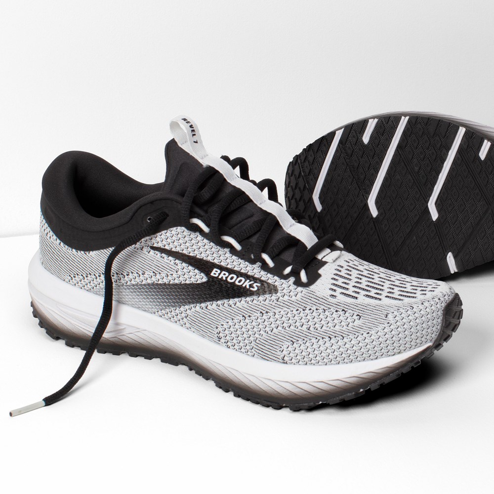 White / Black Women Brooks Revel 7 Road Running Shoes | DPUK57620