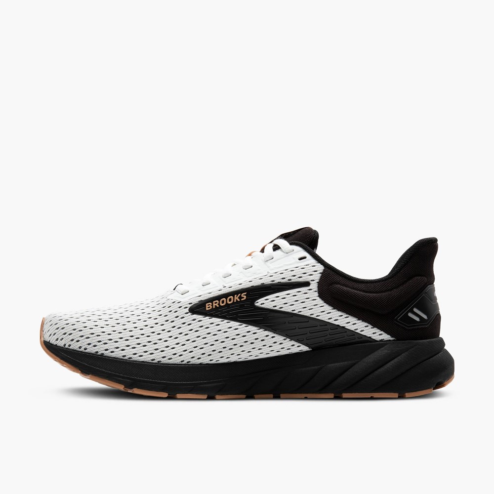 White / Black / Brown Men Brooks Anthem 6 Running Shoes | NBEH89627