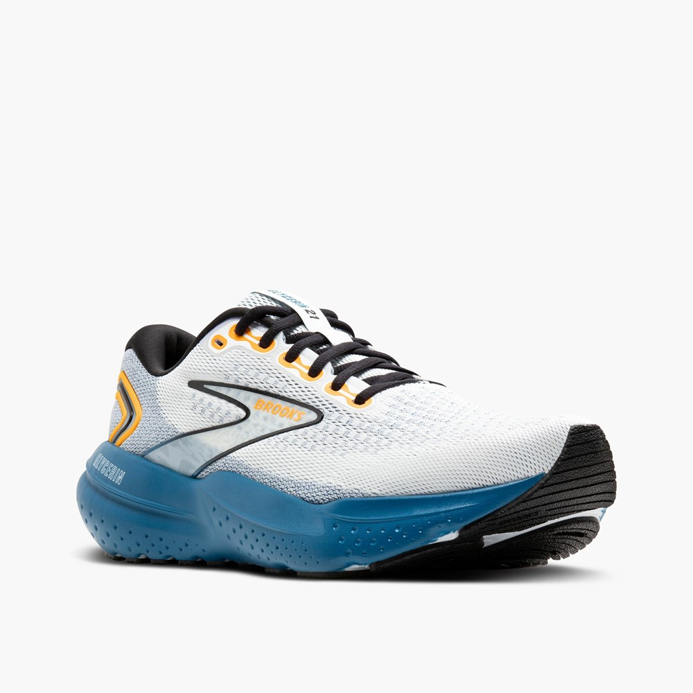 White / Blue / Orange Men Brooks Glycerin 21 Running Shoes | GYKB80427