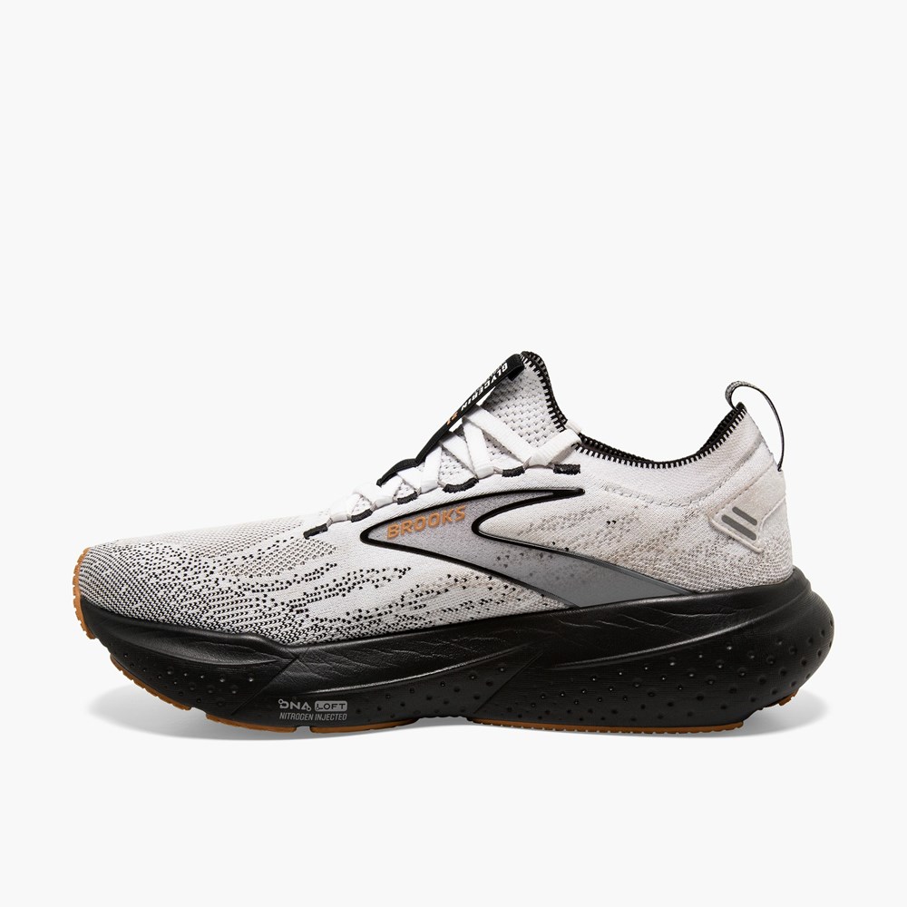 White / Grey / Black Men Brooks Glycerin StealthFit 21 Walking Shoes | RLKE94273