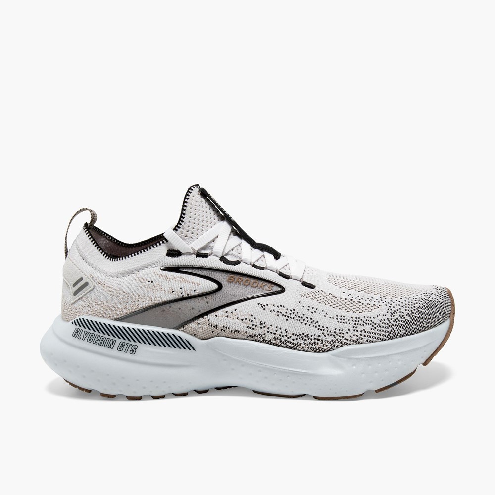 White / Grey / Black Women Brooks Glycerin StealthFit GTS 21 Running Shoes | DYGN06374