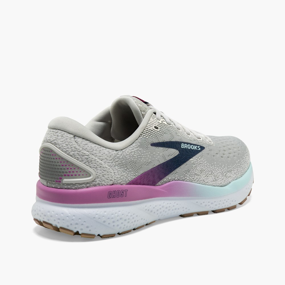 White / Grey / Blue Women Brooks Ghost 16 Road Running Shoes | JKVB04165