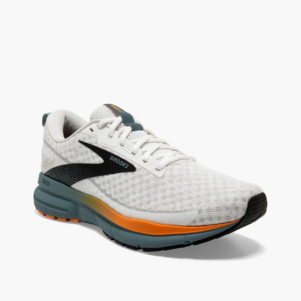 White / Orange / Blue Men Brooks Trace 3 Running Shoes | NLXM70261