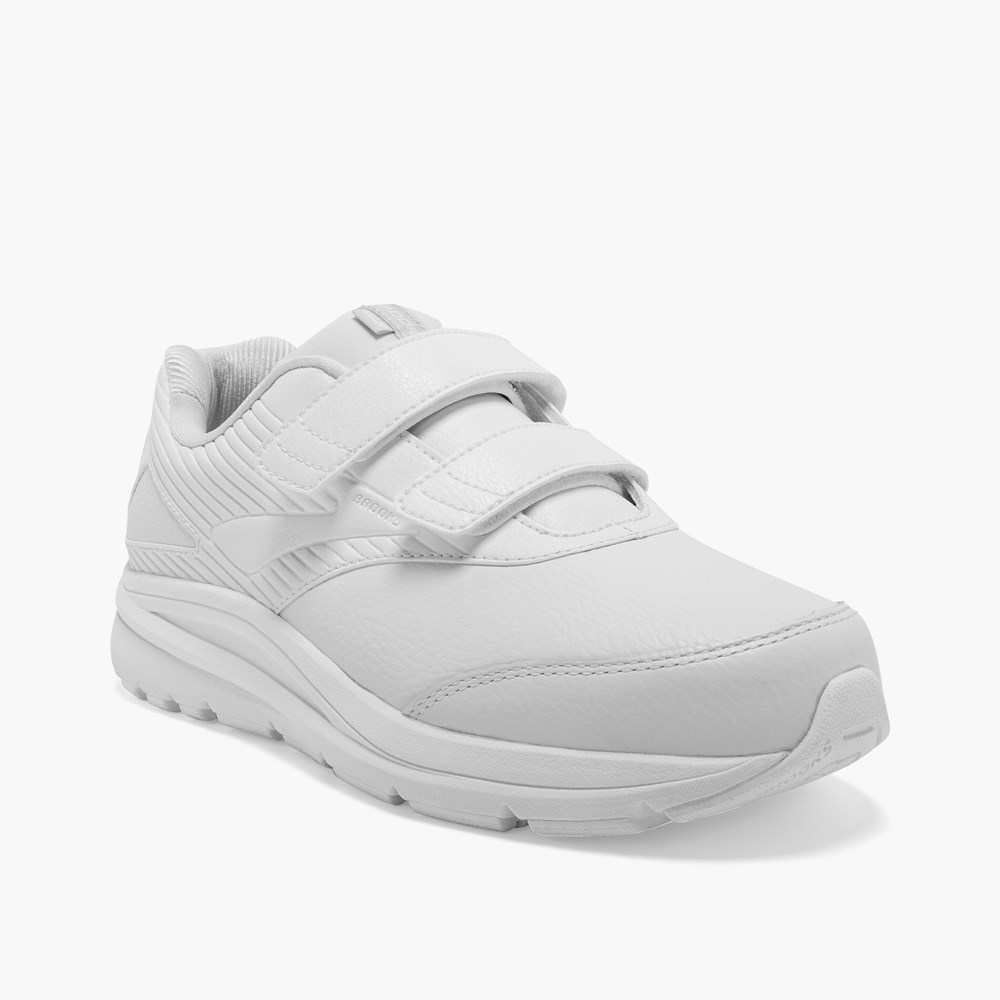 White / White Women Brooks Addiction Walker V-Strap 2 Walking Shoes | VSBR64702